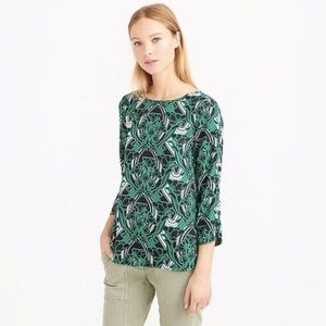 J.Crew Floral Green Retro Top